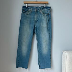 Levi’s 514 Straight Fit Medium Wash Blue Jeans Cutoff with Raw Hem Size 12